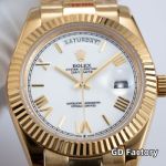 Rolex Day-date 8285 Movement 40mm White MOP Face Roman Numerals Markers Yellow Gold President Strap Men Watch